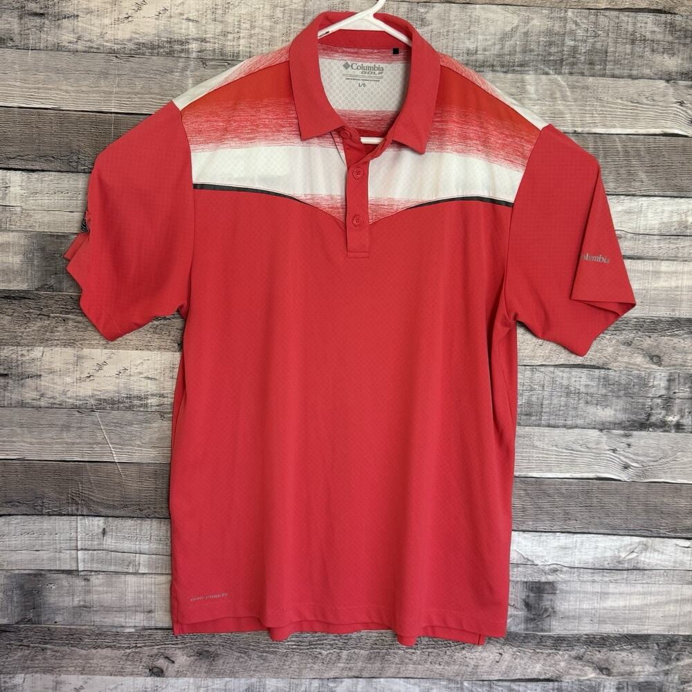 Columbia Mens Golf Omni Freeze Polo Shirt Large Pink Rum Ponte GC Performance